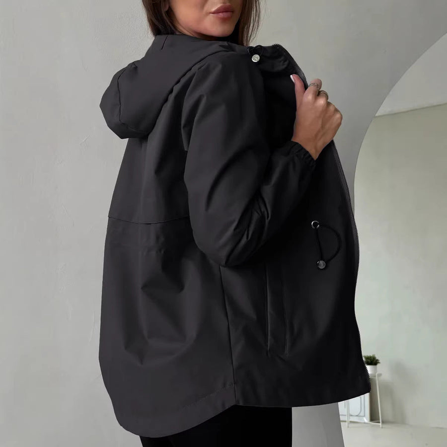Licht windjack voor dames met capuchon en taillekoord