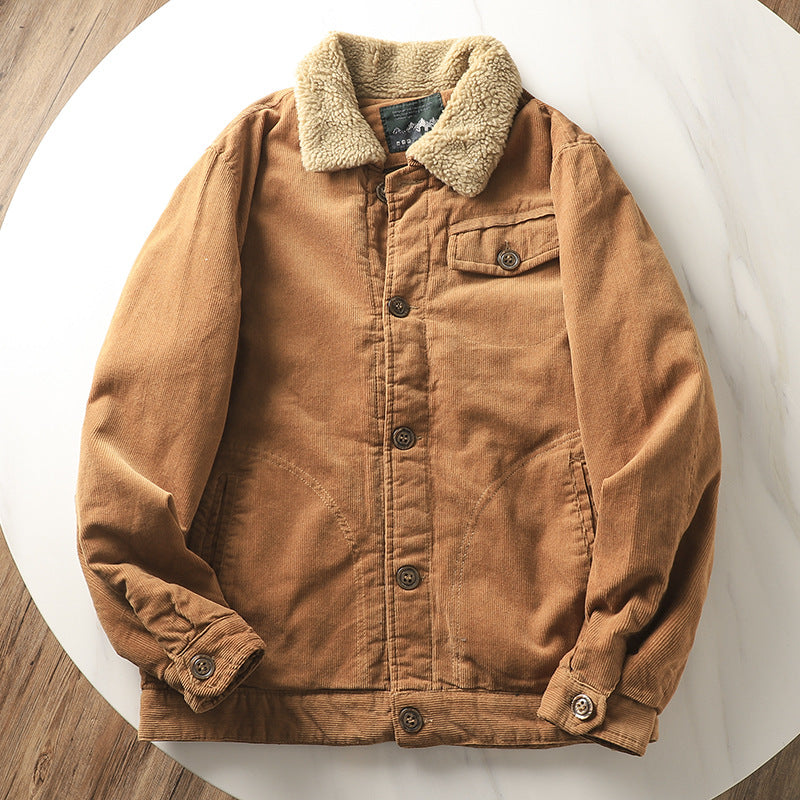 Corduroy herenjas met teddyvoering en kraag
