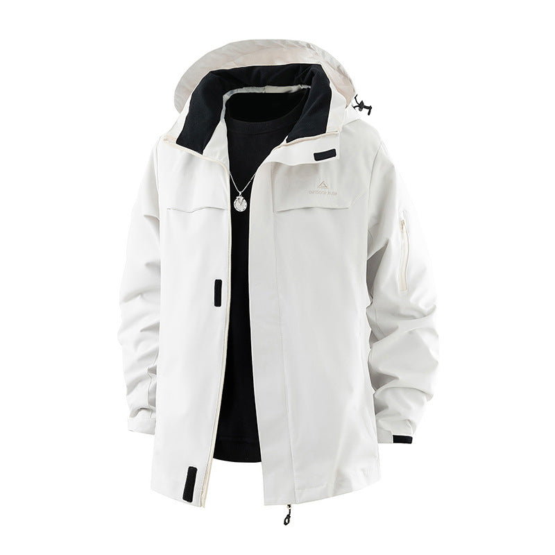 Unisex Outdoorjacke mit Kapuze und Taschen Wasserdichte Übergangsjacke