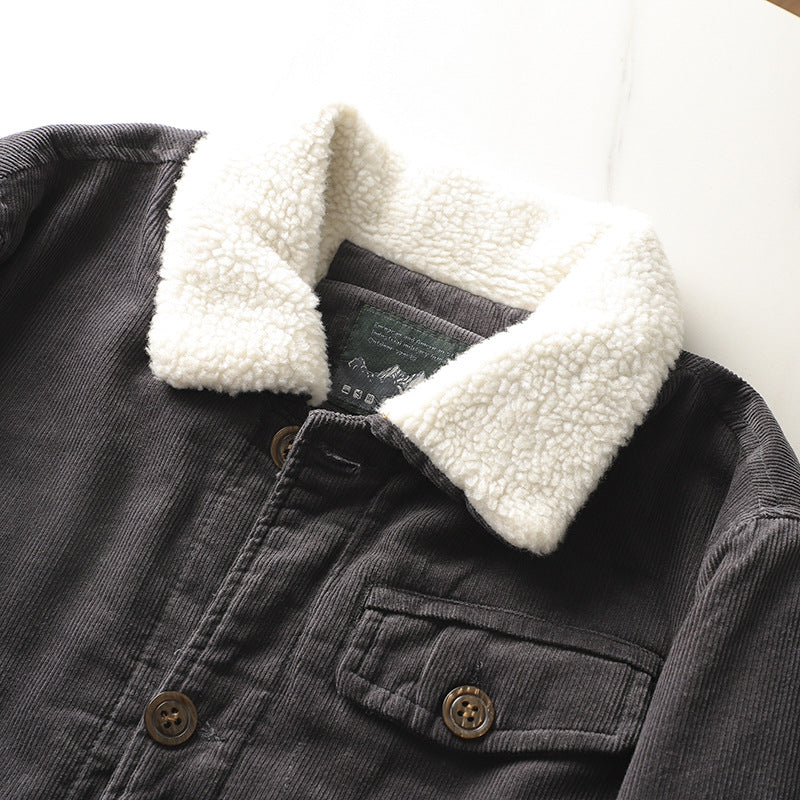 Corduroy herenjas met teddyvoering en kraag
