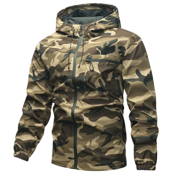 Hoodie met camouflagepatroon voor heren en ritssluiting