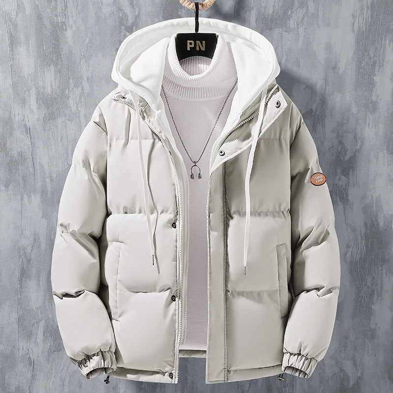 Unisex gewatteerde winterjas met capuchon en ritssluiting, gevoerd