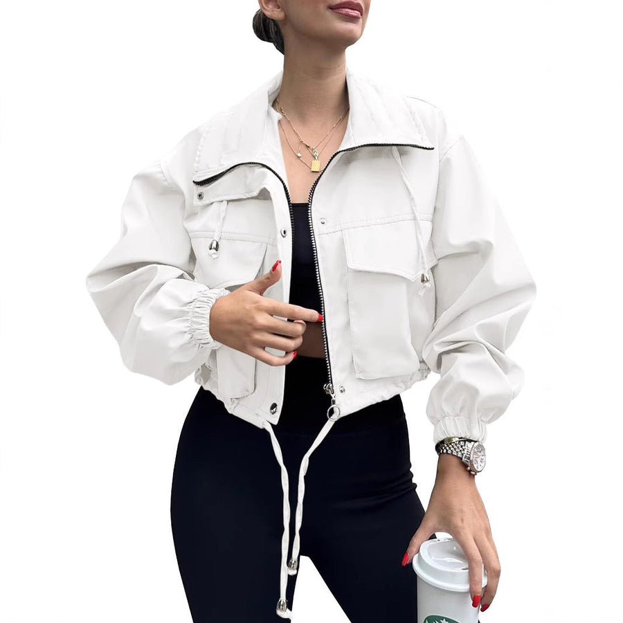 Dames cropped jack met rits & trekkoord, utility-stijl