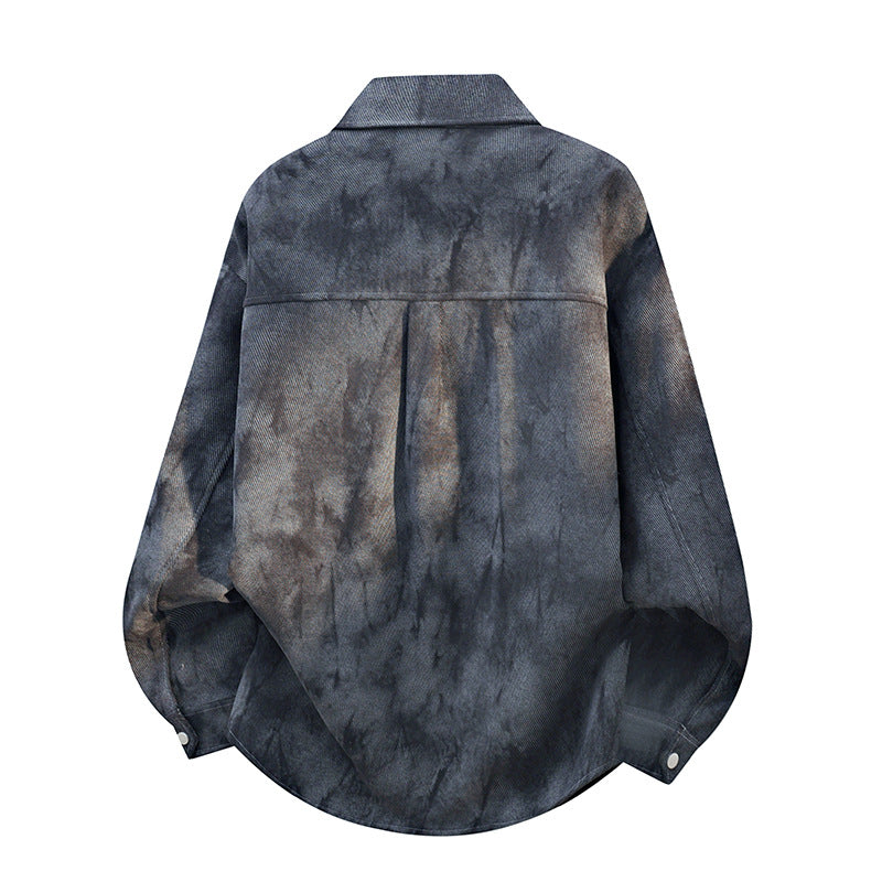 Unisex overshirt in batiklook met knopen en borstzakken