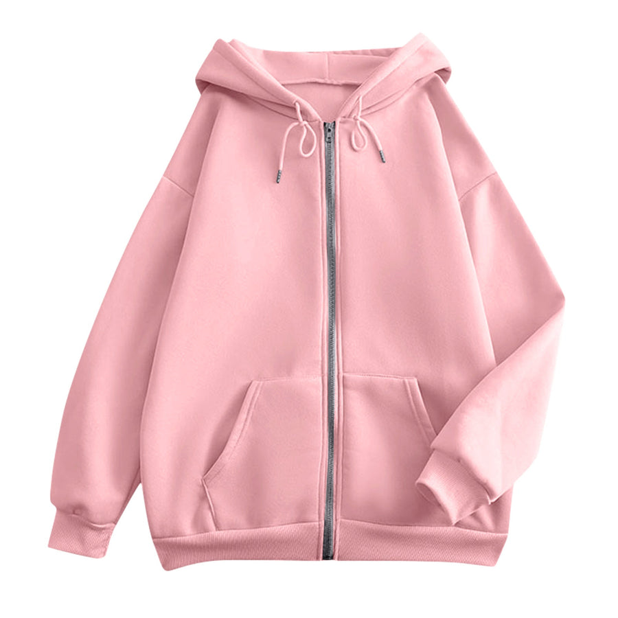 Unisex hoodie met ritssluiting, effen, losse pasvorm