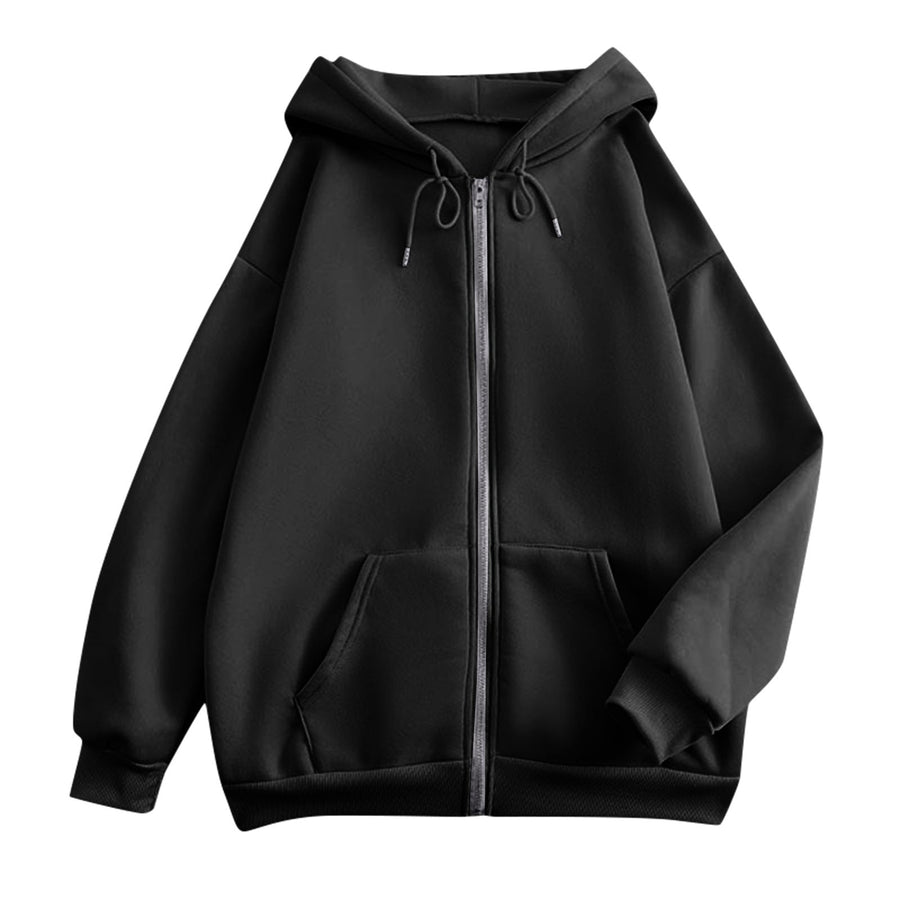 Unisex hoodie met ritssluiting, effen, losse pasvorm