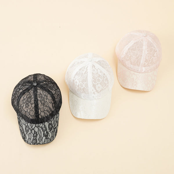 Damen Baseball Cap Spitze Blumenmuster Schirmmütze