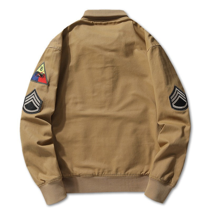 Herren Bomberjacke mit Stehkragen, Reißverschluss und Militär-Patches