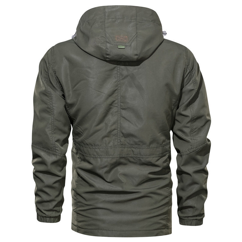 Herren Outdoor Jacke mit Kapuze, mehreren Taschen & hohem Kragen