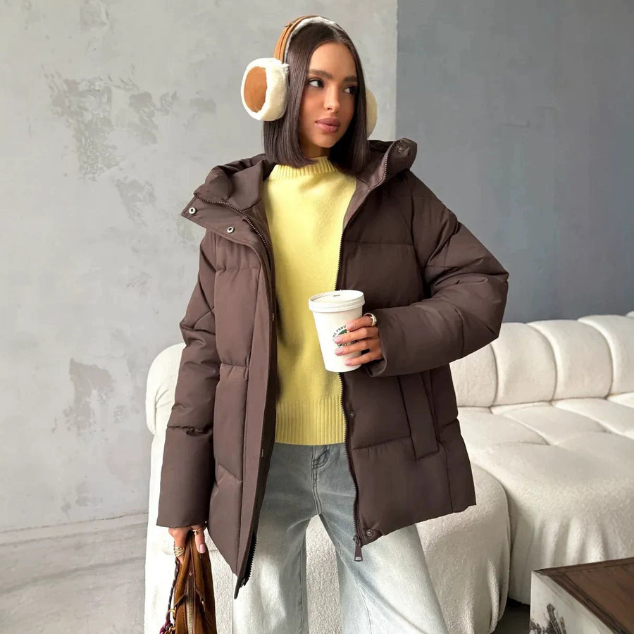Damen Steppjacke mit Kapuze, kurze Puffajacke in verschiedenen Farben