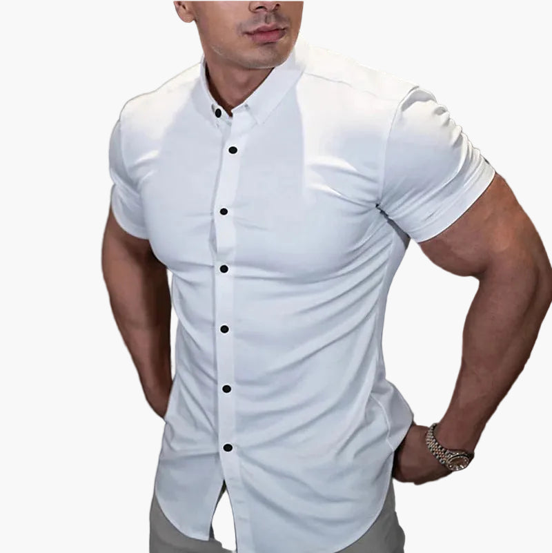Herren Slim Fit Kurzarm Hemd – Modernes Muskelshirt für Freizeit und Business