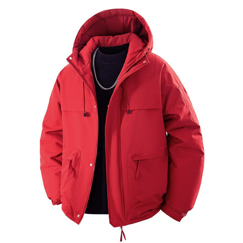 Steppjacke mit Kapuze und Reißverschluss für Herren, lockere Passform