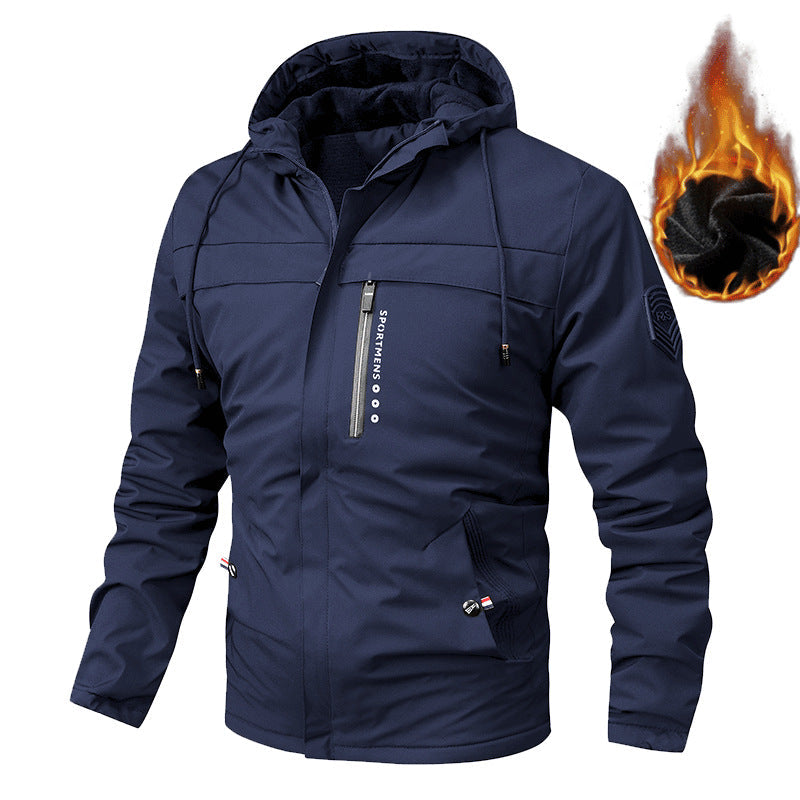 Herren Winterjacke mit Kapuze Gefüttert Schwarz