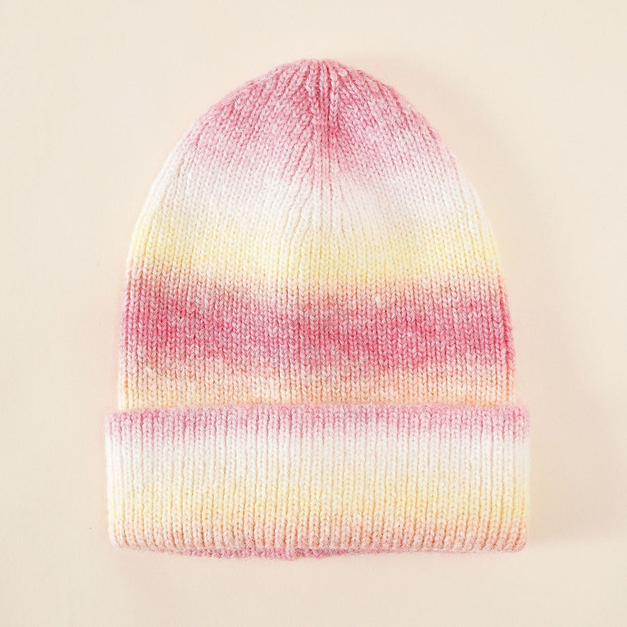 Mütze Strickmütze Beanie im Ombré-Farbverlauf mit Umschlag