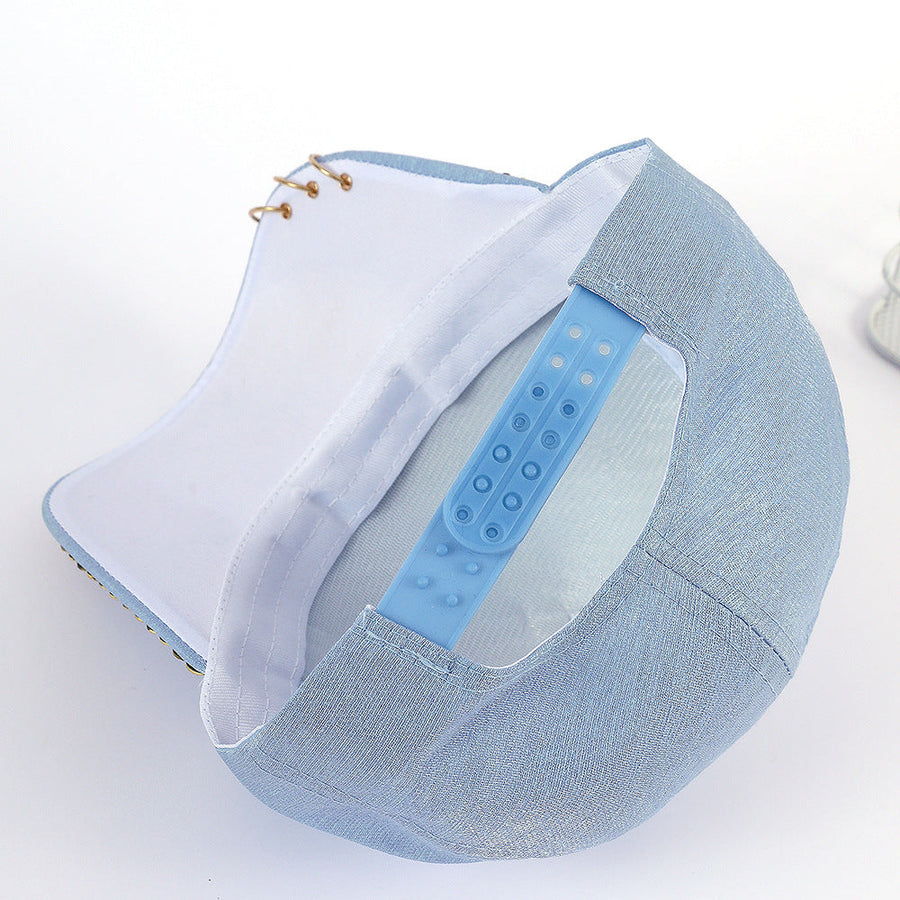 Himmelblaue Baseballkappe mit Schmetterling, Pailletten & Ringen