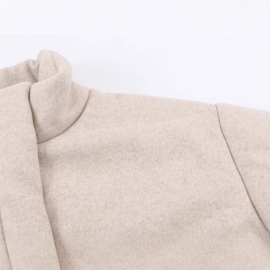 Kurze Damen Winterjacke Beige mit Stehkragen und Reißverschluss