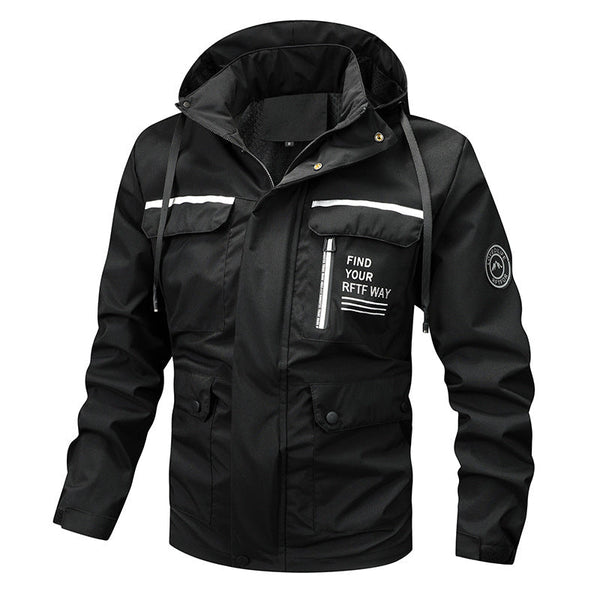Herren Outdoor Jacke mit Kapuze & Reißverschluss, wasserabweisend