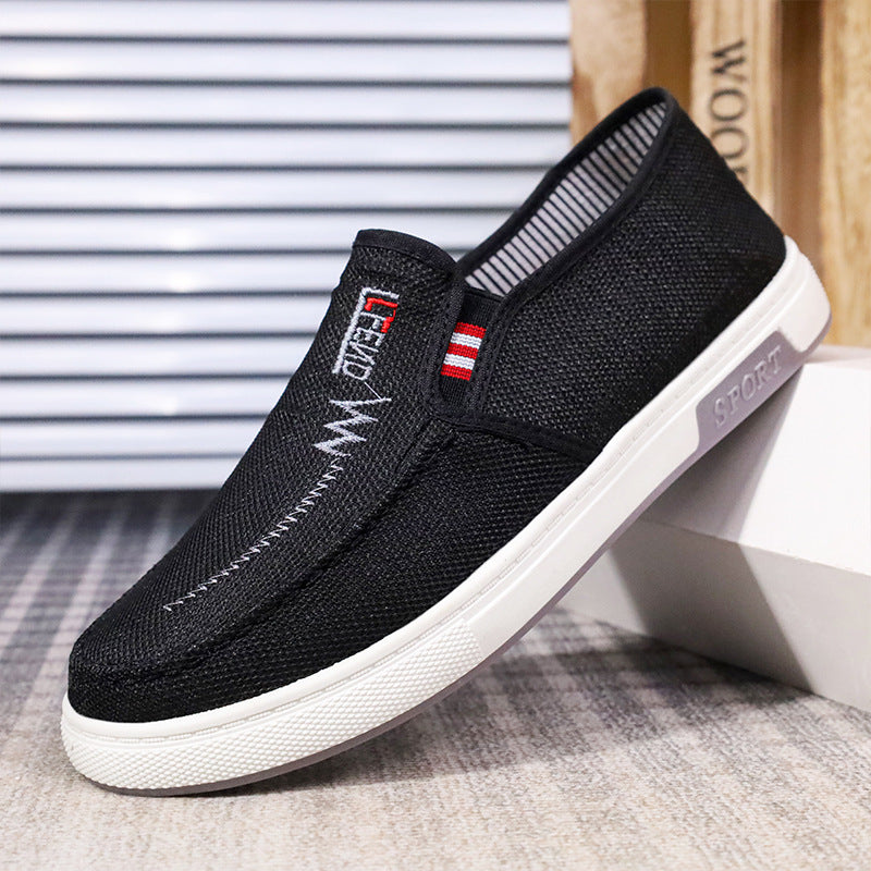 Herren Slip-On Segeltuchschuhe mit gestreiftem Einsatz