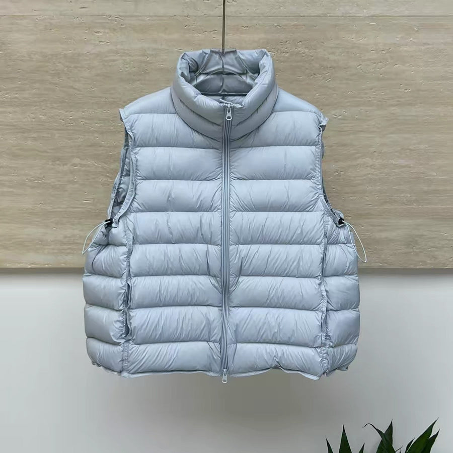 Uniseks gewatteerde bodywarmer met opstaande kraag, mouwloos model met ritssluiting