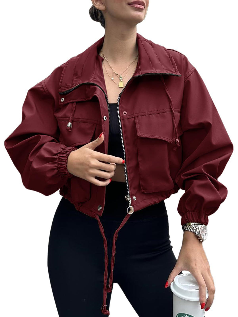 Dames cropped jack met rits & trekkoord, utility-stijl