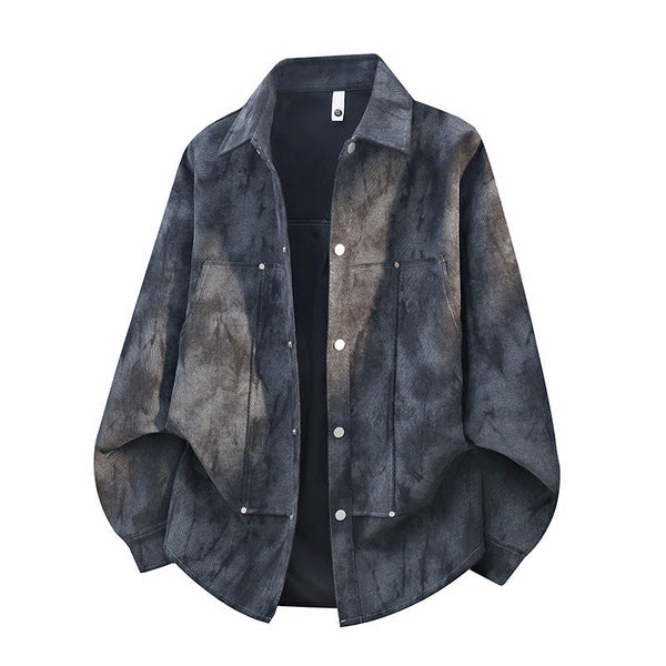 Unisex overshirt in batiklook met knopen en borstzakken