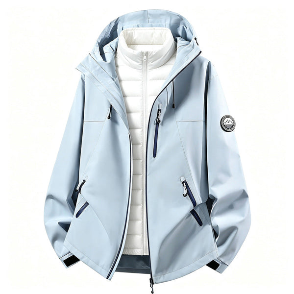 Unisex 3-in-1 Outdoor Jacke mit abnehmbarer Innenjacke und Kapuze