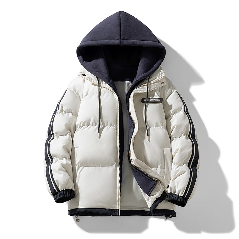 Unisex Winter Steppjacke mit Kapuze und Streifen - Warme Gepolsterte Jacke