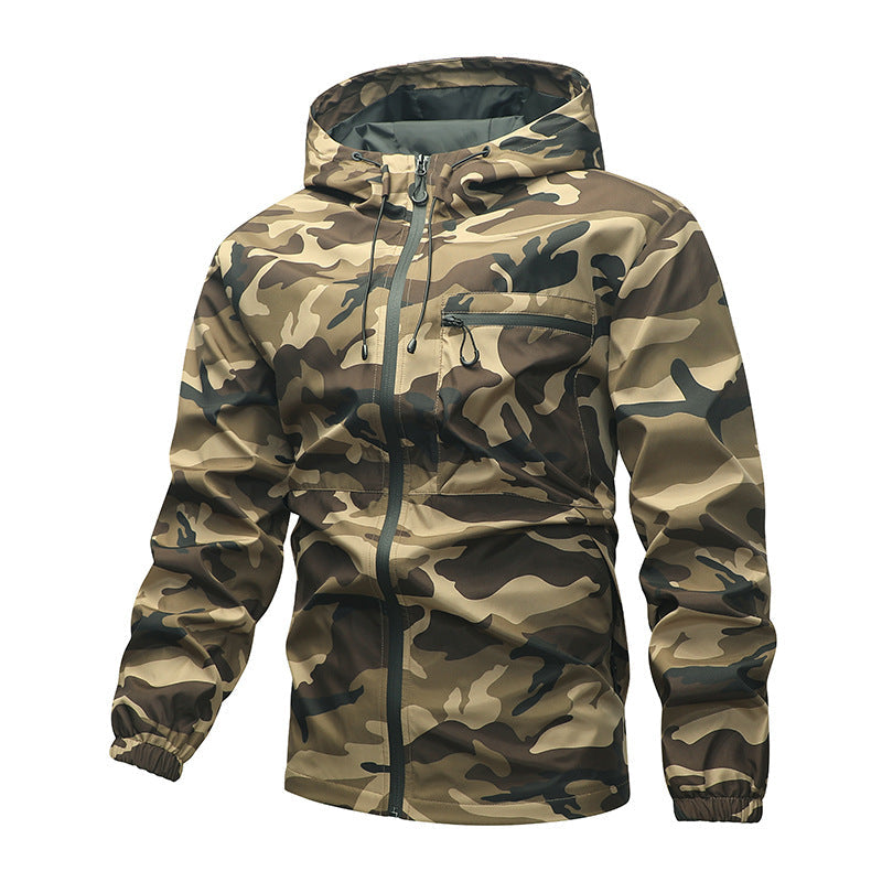 Hoodie met camouflagepatroon voor heren en ritssluiting