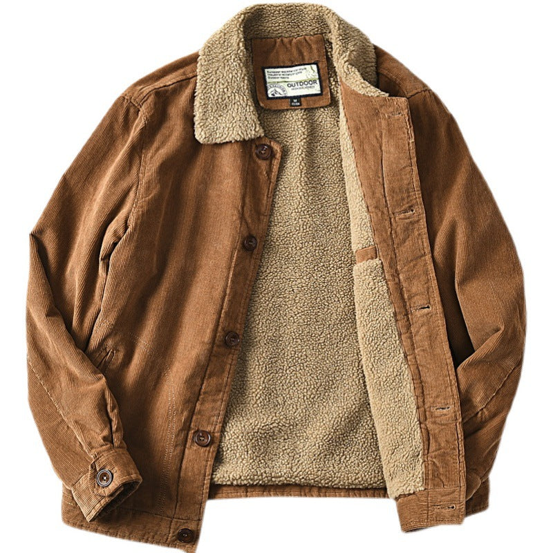 Corduroy herenjas met teddyvoering en kraag