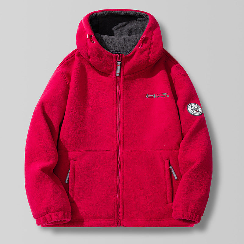 Fleecejacke mit Kapuze für Herren, Reißverschluss, warm