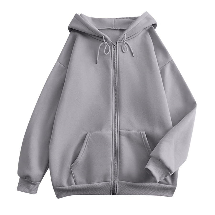 Unisex hoodie met ritssluiting, effen, losse pasvorm