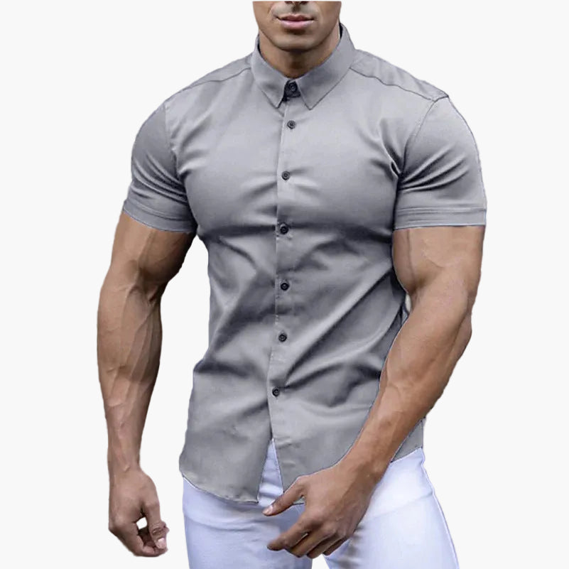 Herren Slim Fit Kurzarm Hemd – Modernes Muskelshirt für Freizeit und Business