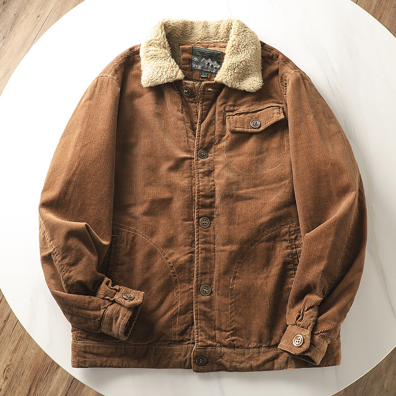 Corduroy herenjas met teddyvoering en kraag
