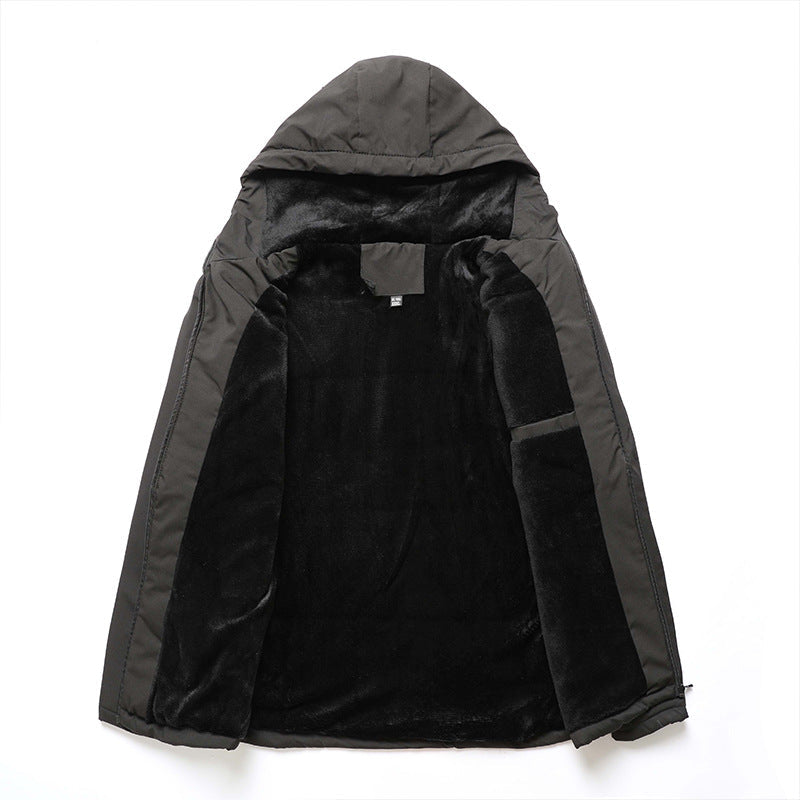 Herren Winterjacke mit Kapuze Gefüttert Schwarz