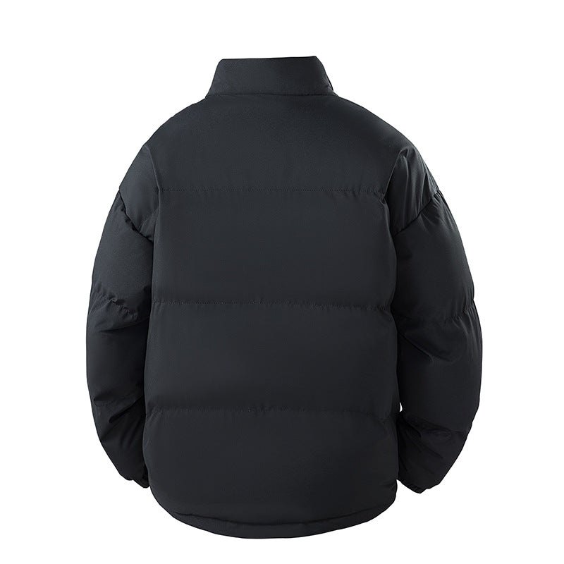Unisex winterjas met doorgestikt patroon en opstaande kraag - zwart
