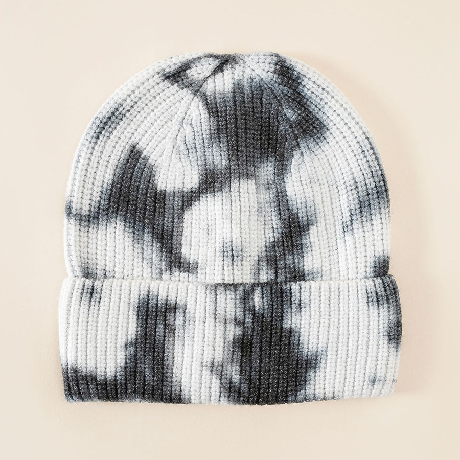 Unisex Beanie Mütze im Tie-Dye Rippstrick-Design