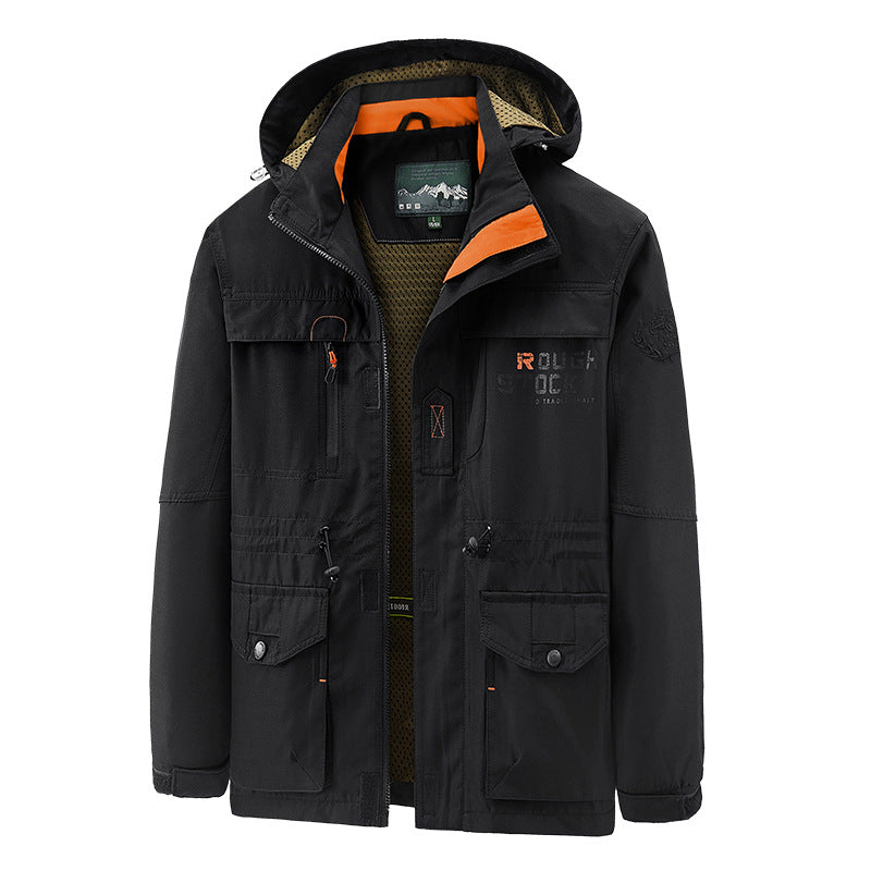 Outdoorjas voor heren met capuchon & meerdere zakken
