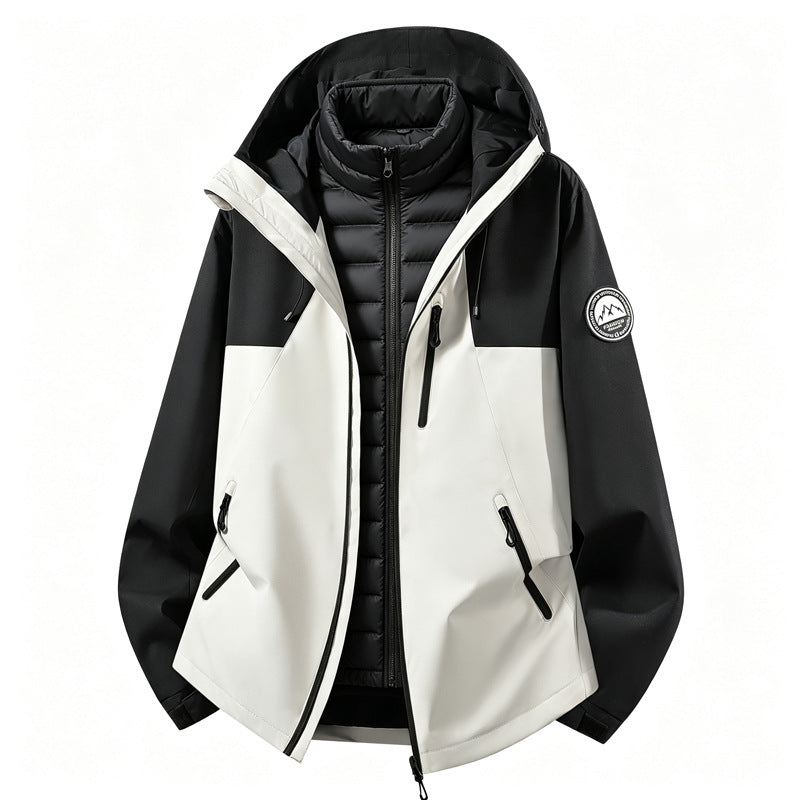 Uniseks 3-in-1-outdoorjas met afneembare binnenjas en capuchon