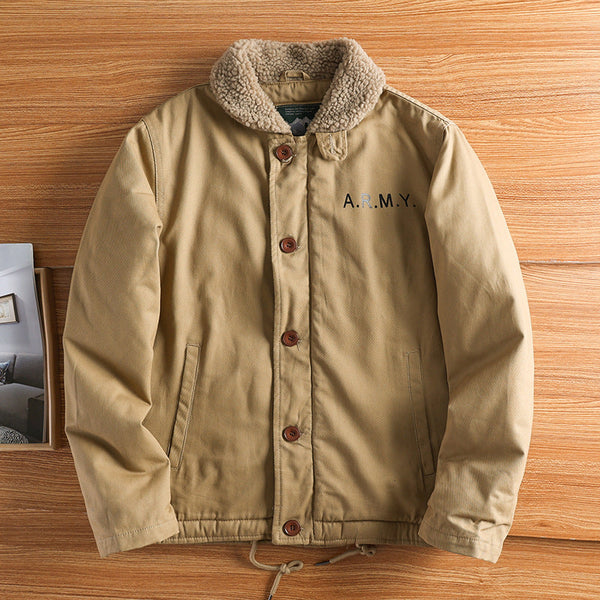 Herren Bomberjacke mit Teddyfellkragen und 'A.R.M.Y.' Schriftzug