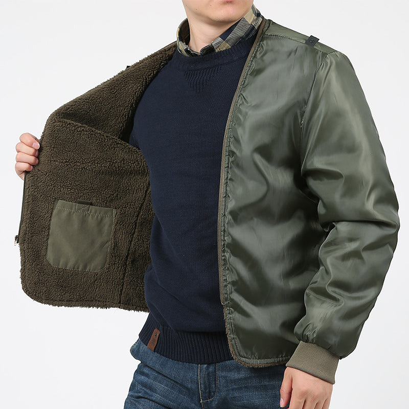 Herren Winterjacke mit Kapuze, mehreren Taschen und Reißverschluss, Olivgrün