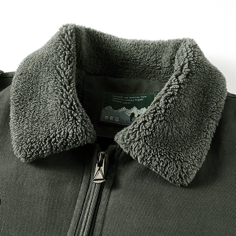 Herren Winter Bomberjacke mit Teddyfutter & Teddykragen, Olivgrün