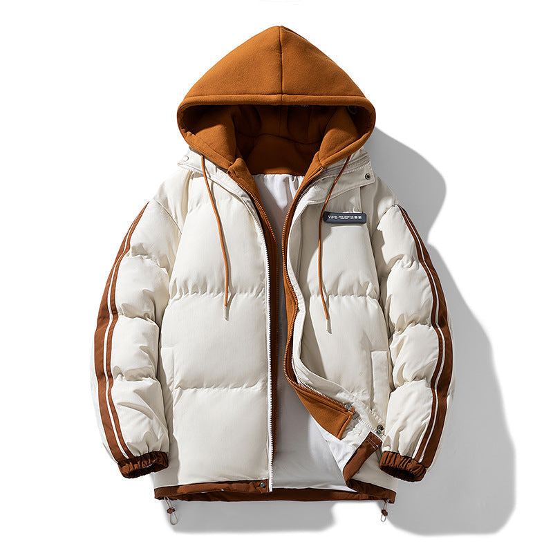 Unisex Winter Steppjacke mit Kapuze und Streifen - Warme Gepolsterte Jacke
