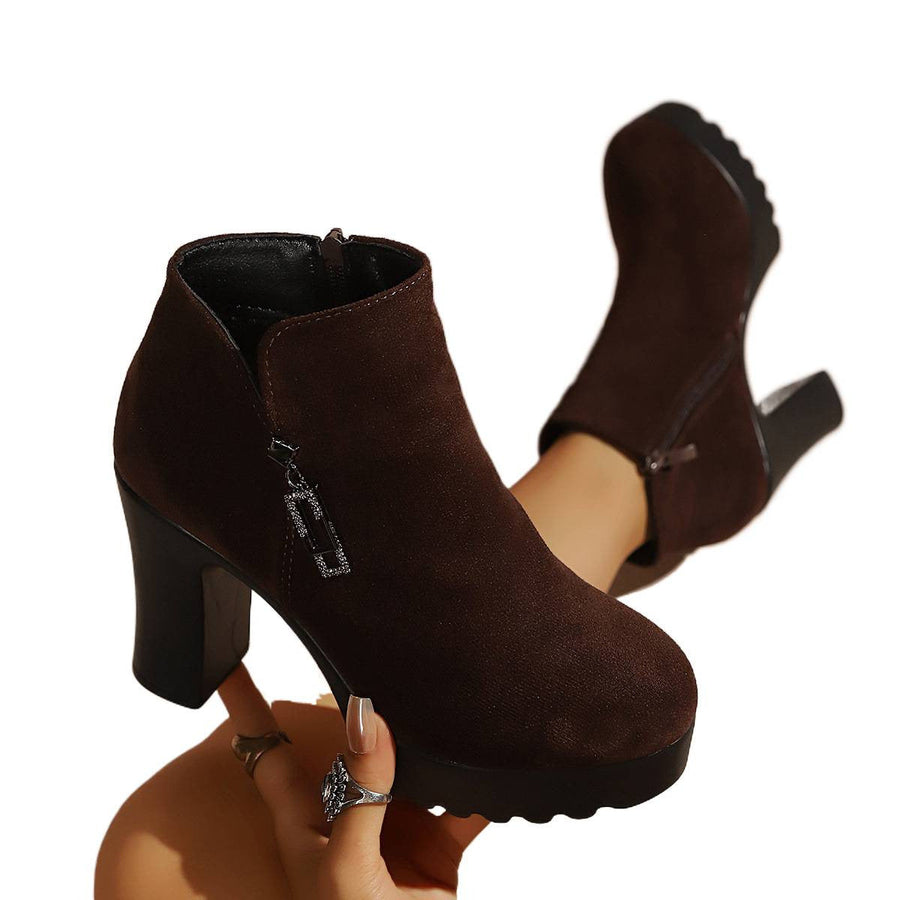Damen Stiefeletten mit moderatem Blockabsatz und Reißverschluss