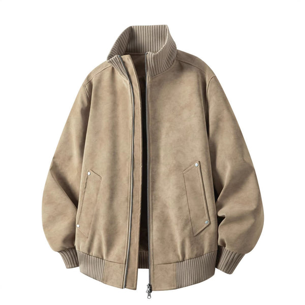 Unisex Reißverschluss Jacke mit Stehkragen und Rippbündchen
