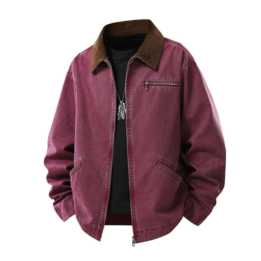 Jeansjacke mit Reißverschluss und Cordkragen in verschiedenen Farben