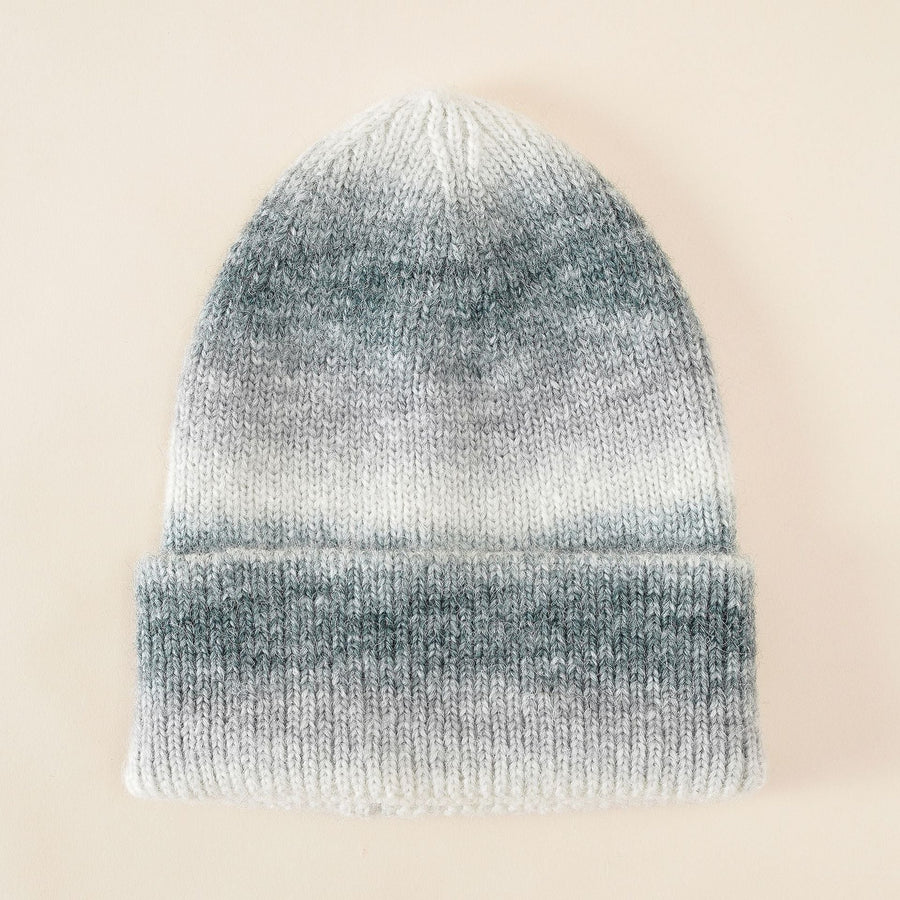 Mütze Strickmütze Beanie im Ombré-Farbverlauf mit Umschlag
