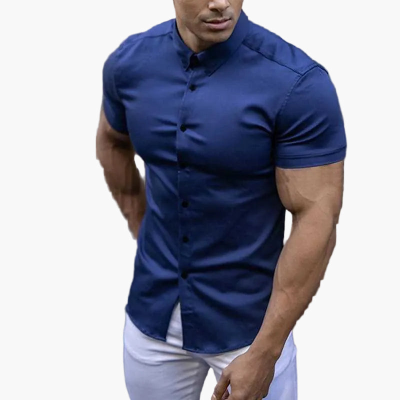 Herren Slim Fit Kurzarm Hemd – Modernes Muskelshirt für Freizeit und Business