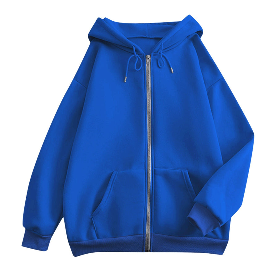 Unisex hoodie met ritssluiting, effen, losse pasvorm