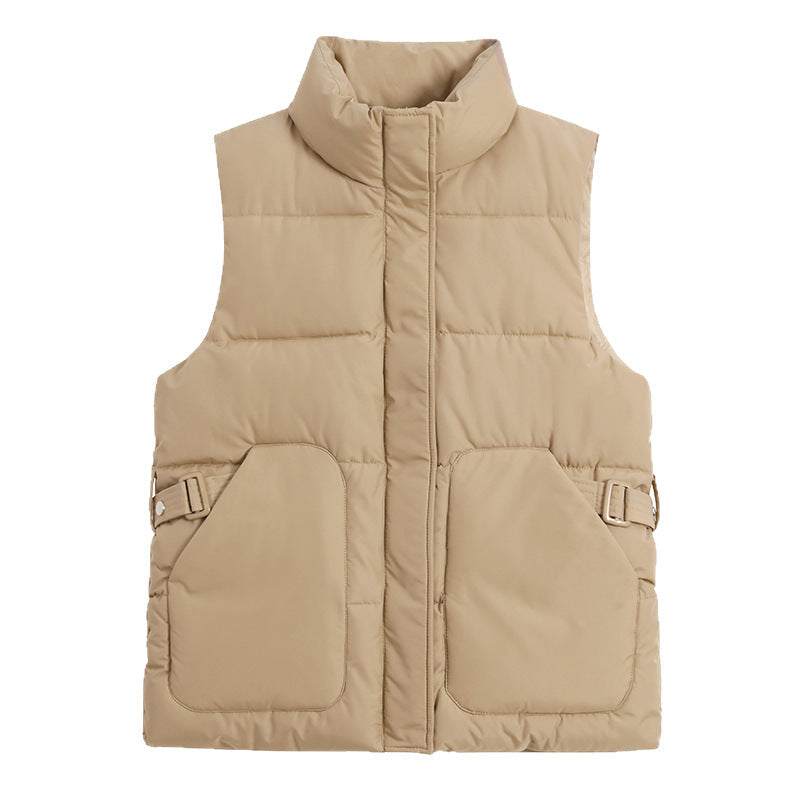 Unisex Steppweste mit Stehkragen & Schnallen-Details