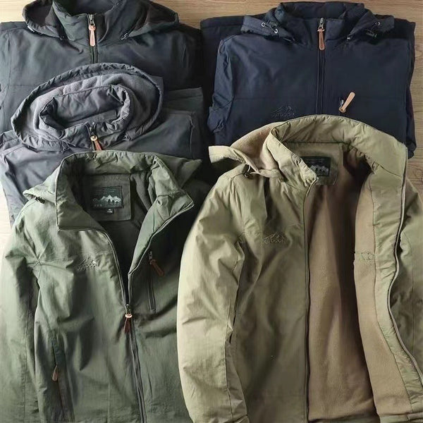 Unisex Outdoor Jacke mit Kapuze & Reißverschluss, gefüttert